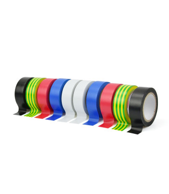 Spalvotos izoliacinės juostos, 10 vnt., 19mm x 0,13mm x 5m