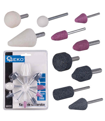 Šlifavimo akmenėlių rinkinys geko 10 vnt. 3mm/6mm (20/80)