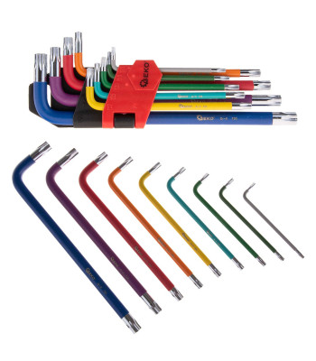 Spalvotų Torx raktų rinkinys, 9 vnt., CrV (6/48), T10–T50