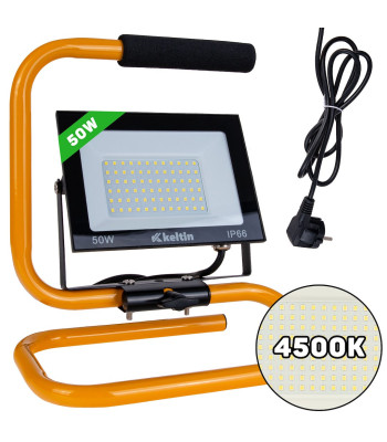 LED SMD prožektorius su statybiniu stovu ir laidu – 50W, 4500K