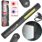 Inspekcinė dirbtuvių lempa su magnetu Tvardy, LED COB, 5W + 3W, UV lazeris, 800mAh, 400lm, IP44