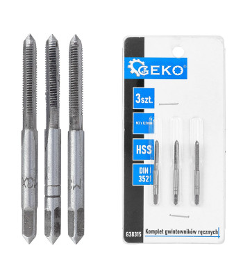 Rankinių sriegiklių komplektas HSS DIN 352, 3 vnt. – M3 x 0,5 mm (150/300)