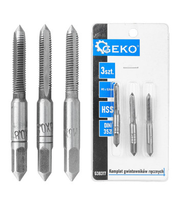 Rankinių sriegiklių rinkinys HSS pagal DIN 352, 3 vnt., M5 x 0,8 mm
