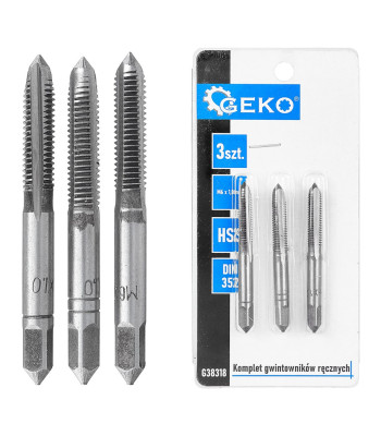 Rankinių sriegiklių komplektas, 3 vnt., HSS, DIN 352 (100/200), M6 x 1,0 mm