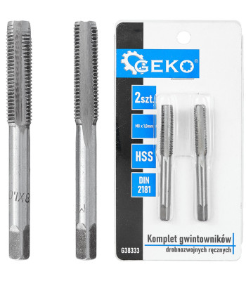 Smulkių sriegių rankinių sriegiklių komplektas, 2 vnt., HSS, DIN 2181, M8 x 1,0 mm