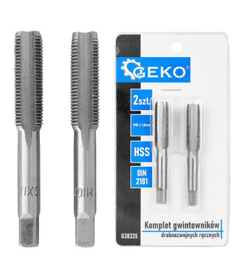 Rankinių smulkiojo žingsnio sriegiklių komplektas, 2 vnt., HSS, DIN 2181, M10 x 1,0 mm