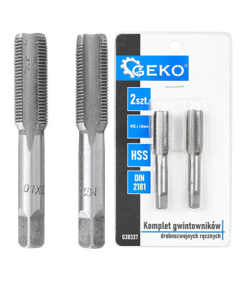 Rankinių smulkių sriegių sriegiklių komplektas, HSS, DIN 2181, 2 vnt., M12 x 1,0 mm