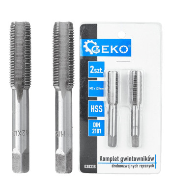 Rankinių smulkiasriegių sriegiklių komplektas HSS DIN 2181, M12 x 1,25 mm, 2 vnt.