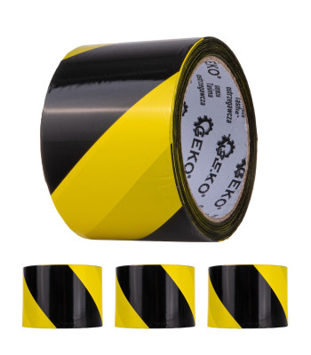 Įspėjamoji juosta, geltonos ir juodos spalvos, Geko, 100m x 70mm