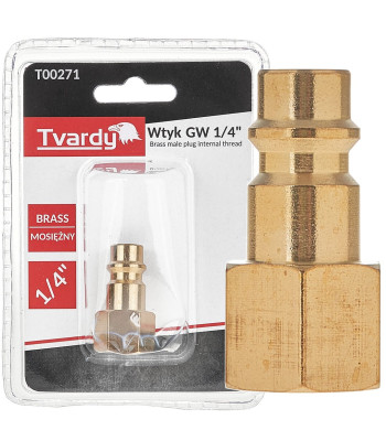 Žalvarinis kištukas, vyriško tipo su vidiniu sriegiu GW 1/4" (1/10/100)