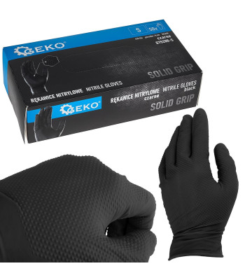 Nitrilinės pirštinės SOLID GRIP, juodos, 50 szt., dydis S