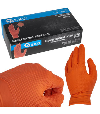 Nitrilinės pirštinės, oranžinės, 50 vnt., SOLID GRIP, S dydžio