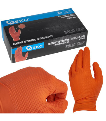 Nitrilinės pirštinės, oranžinės, SOLID GRIP, 50 szt., XXL