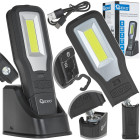 Dirbtuvinė LED lempa POWERBANK su magnetu, reguliavimu ir įkrovimo stotele, COB 10W + 5W, 2000mAh, 550lm, IP54 (10/20), 198x63x29mm