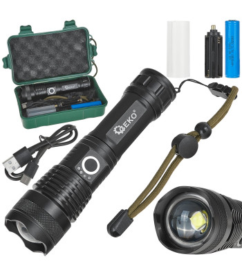 Taktinis LED žibintuvėlis XHP50 15W 1800mAh 1500lm IPX3