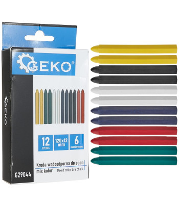 Vandeniui atspari kreida padangoms, įvairių spalvų, rinkinys – 12 vnt., 12x120mm