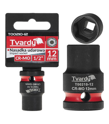 Smūginė galvutė Tvardy, trumpa, šešiakampė, CR-MO, 1/2", 12 mm (10/200)