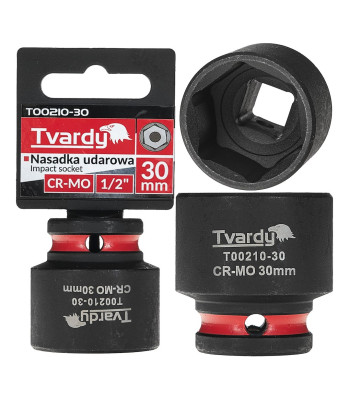 Smūginė galvutė, trumpa, 6-kampė, Tvardy CR-MO (10/40), 1/2" 30mm