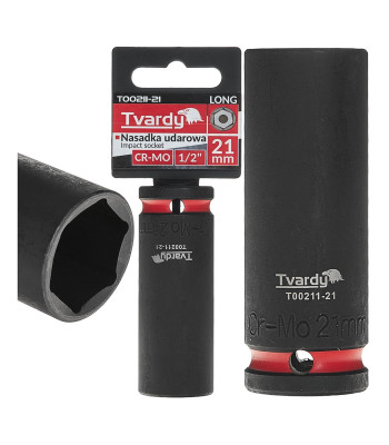 Ilga smūginė galvutė Tvardy CR-MO, 1/2″, 6 kampų, 21 mm (6/48)