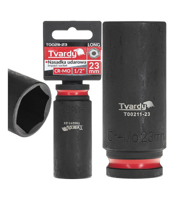 Ilga smūginė galvutė Tvardy CR-MO (6/36), 1/2", 6-kampė, 23mm