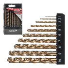 Kobalto grąžtų metalui rinkinys, 10 vnt. – HSS M35, 1–10 mm (10/40)