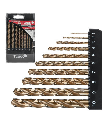 Kobalto grąžtų metalui rinkinys, 10 vnt. – HSS M35, 1–10 mm (10/40)