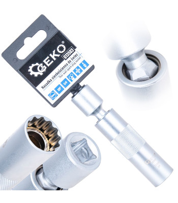Plonasienė uždegimo žvakių galvutė su lankstu, 16 mm, 3/8", CrV