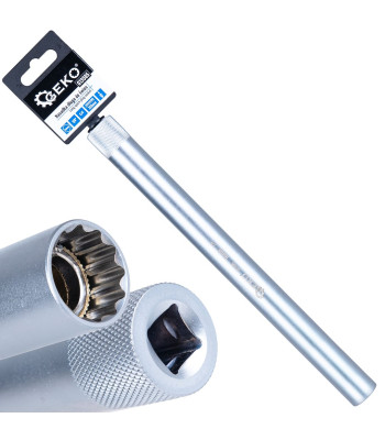 Ilga plonasienė uždegimo žvakių galvutė su pavara CrV 16 mm 3/8" 250 mm