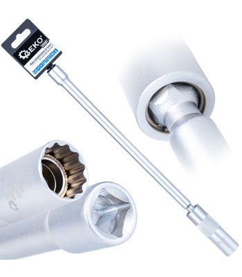 Plonasienis šarnyrinis uždegimo žvakių raktas CrV, 3/8", 16 mm