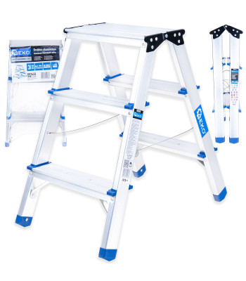 Dvipusės aliumininės kopėčios GEKO G02433, 3 pakopos, 150 kg