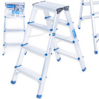 Dvipusės aliumininės 4 pakopų kopėčios, GEKO G02434, 150 kg