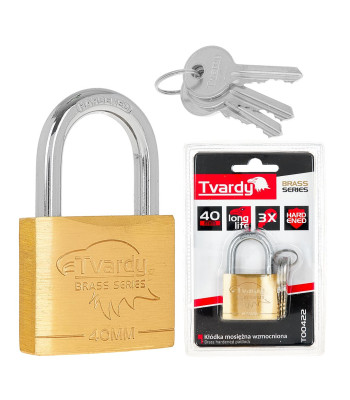 Sustiprinta žalvarinė pakabinama spyna 40 mm TVARDY Brass-Series