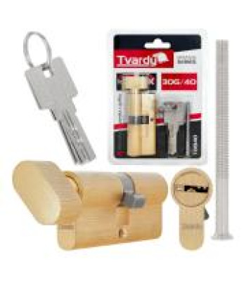 Spynos cilindrinė šerdelė su rankenėle, žalvario spalvos 30G/40