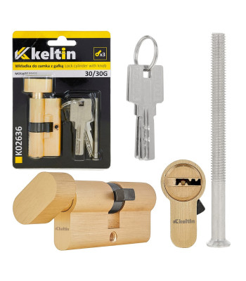 Spynos cilindras su rankenėle, žalvario spalvos, 30/30G mm