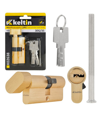 Spynos cilindras su rankenėle, žalvario spalvos 30g/35