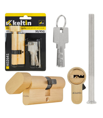 Spynos cilindras su rankenėle, žalvario spalvos 30/45G