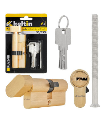 Spynos cilindras su rankenėle, žalvario spalvos 35/45G