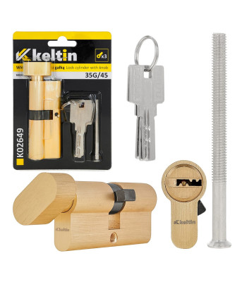 Spynos cilindras su rankenėle, žalvario spalvos 35g/45
