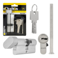 Cilindrinė spynos šerdelė su rankenėle, šlifuoto nikelio, 30/45G