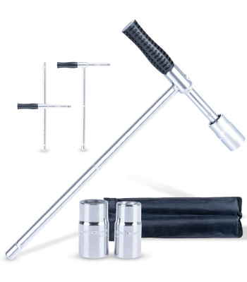 Sulankstomas ratų raktas su dėklu 17x19mm + 21x23mm CrV