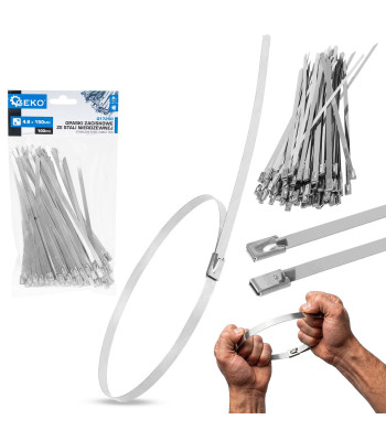 Nerūdijančio plieno kabelių dirželiai, 100 vnt., 4.6x150mm