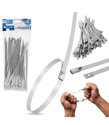 Nerūdijančiojo plieno kabelių sąvaržos, 100 vnt. 7.9x200mm