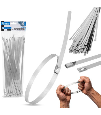 Nerūdijančiojo plieno kabelių tvirtinimo dirželiai, 100 vnt., 7.9x300mm