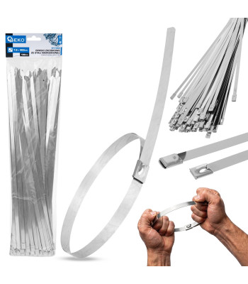 Nerūdijančiojo plieno kabelių sąvaržos, 100 vnt., 7.9x400mm