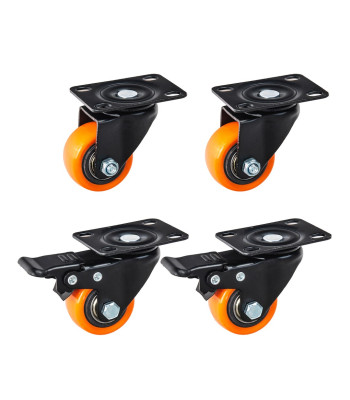 Pasukamų ratukų rinkinys, 2 su stabdžiu ir 2 be stabdžio, 40 mm, 40 kg