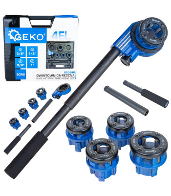 Rankinė vamzdžių sriegpjovė GEKO su terkšliniu mechanizmu, 3/8"–1"