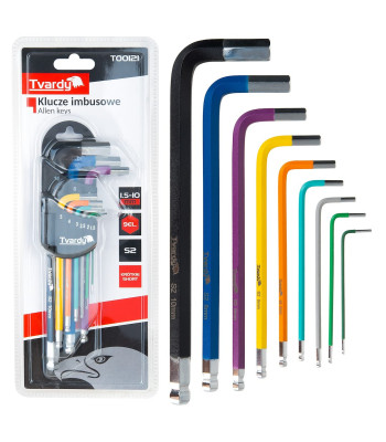 Spalvotų imbusinių raktų rinkinys Tvardy, S2, 9 vnt. – 1,5–10 mm