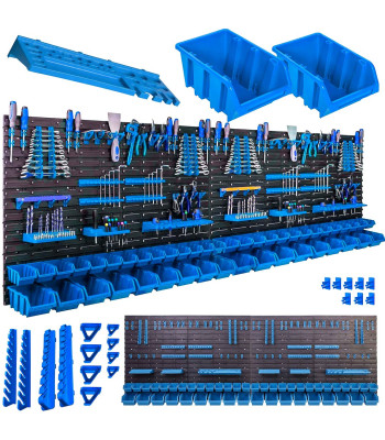 Dirbtuvių įrankių lenta – 8 panelės, 132 priedai, 2304 × 780 mm