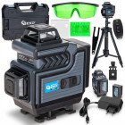 Kryžminis 4D lazerinis nivelyras su žalia 360° linija ir stovu, Geko G03321