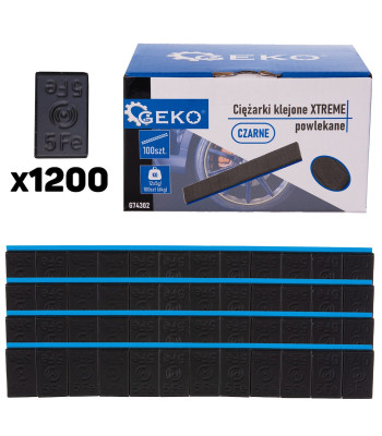 Klijuojami ratų balansavimo svareliai XTREME, padengti juoda danga, 100 juostelių (1200 vnt., 6kg), 12x5g